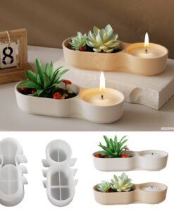 Vedini Gypsum Double Mouth Flowerpot Potted Plant Storage Box DIY Aromatherapy Candle Cup Ornaments Silicone Mold JKB-3159