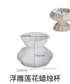 Alternative view of Vedini Embossed Lotus Candlestick Silicon mold JKB-3173