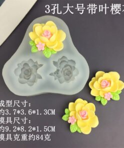 Vedini 3-hole Cherry Blossom Silicon Mold With Leaf JKB-3215
