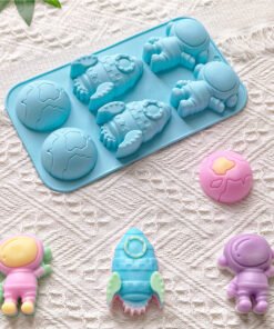 Vedini 6 Consecutive Earth Rocket Astronaut 787 Used for Chocolate Baking Mousse Cake, 3D Silicone Baking Mold JKB-3153