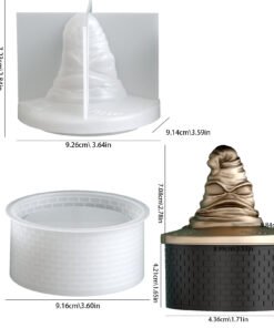 Alternative view of Vedini Cement Resin Wizard Hat Checkered Storage Jar Candle Cup Silicone Mold JKB-3163