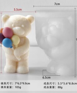 Alternative view of Vedini Balloon Bear Scented Candle Silicone Mold DIY Cartoon Bear Plaster Resin Animal Candle JKB-3168