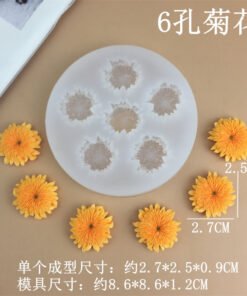 Alternative view of Vedini 6 Cavity chrysanthemum Silicon mold-JKB-3223
