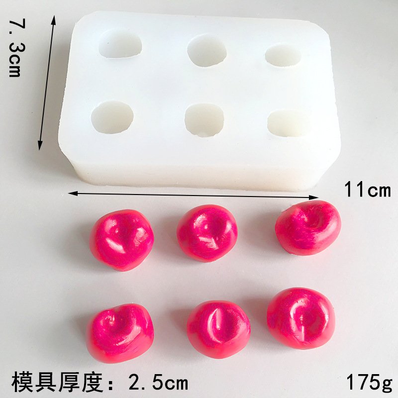 Vedini 6 Cavity Cherry Fruit Cherry Scented Candle Mold Chocolate Cake Mousse Silicone Mold DIY Tools JKB-3211