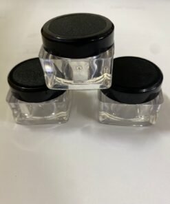 VEDINI SQUARE SHAN JARS WITH CAP AND WHITE PLUG, FOR LIP BALMS, DIY SKIN CARE 15ml - Black Cap
