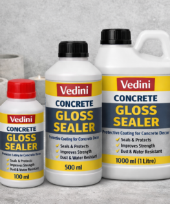 Concrete gloss sealer bottles display