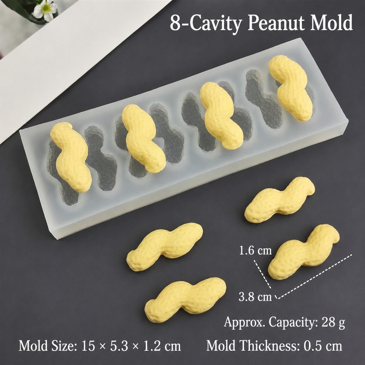 Vedini 8 Cavity Peanut/Groundnut Silicon Mold JKB-3235
