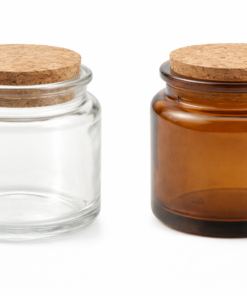 Alternative view of 100ml Glass Candle Jar with Cork Lid – Amber & Clear Round Candle Container for Soy Wax, DIY Candles, Cosmetic Storage