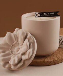 Vedini Concrete Camellia Flower  Candle Cup Mold Camellia Storage Jar Mirror Silicone Mold JKB-3259