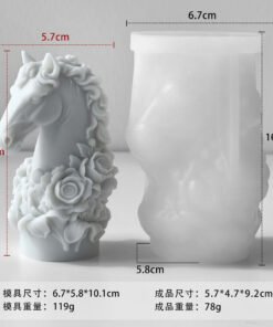Alternative view of Vedini Horse Head with Flower Roman Sculpture Silicone Mold for Candle, Plaster, Concrete & Resin Art (JKB-3246)