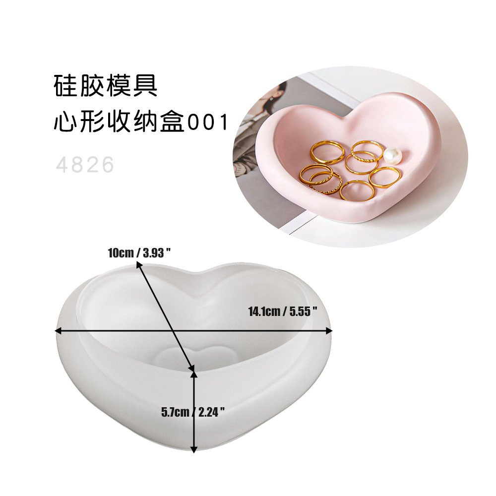 Vedini Heart shaped dish, candle cup, resin silicone mold, epoxy resin DIY seashell soap box, storage box JKB-3270 - Image 4