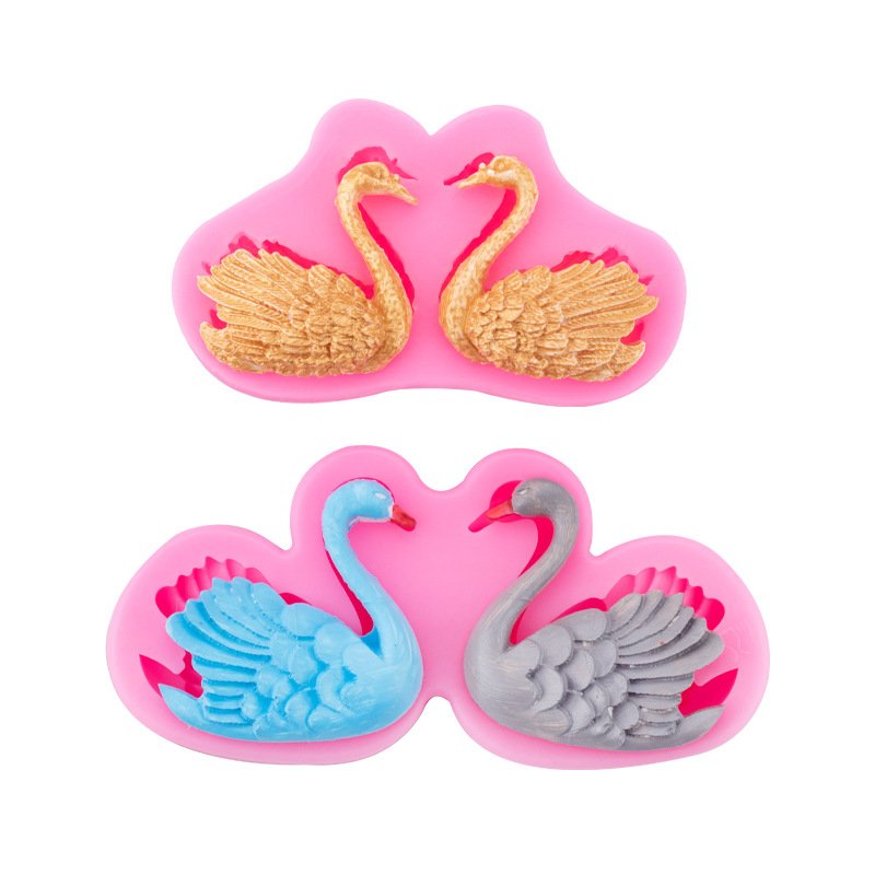 Vedini Little Swan Pair Shape Silicone Mold Fondant Cake Jelly Chocolate Decoration Dessert Table Candle JKB-3282