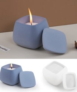 Alternative view of Vedini Square Candle Cup Silicone Mold with Lid for Concrete, Gypsum & Resin Storage Jar JKB-3243