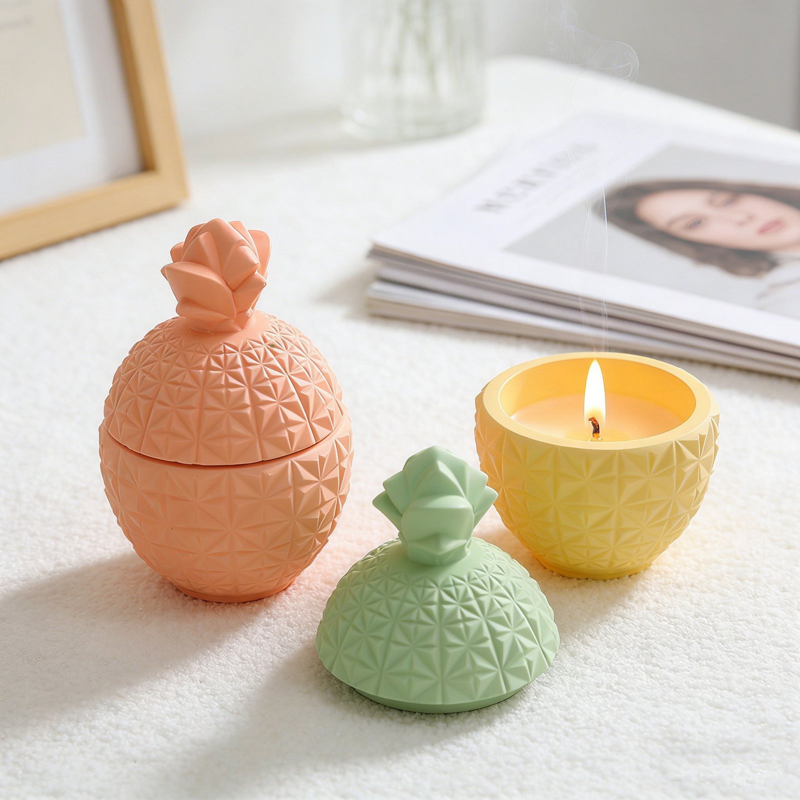Vedini Pineapple candle cup resin silicone mold epoxy DIY 3D pineapple storage box JKB-3266 - Image 5