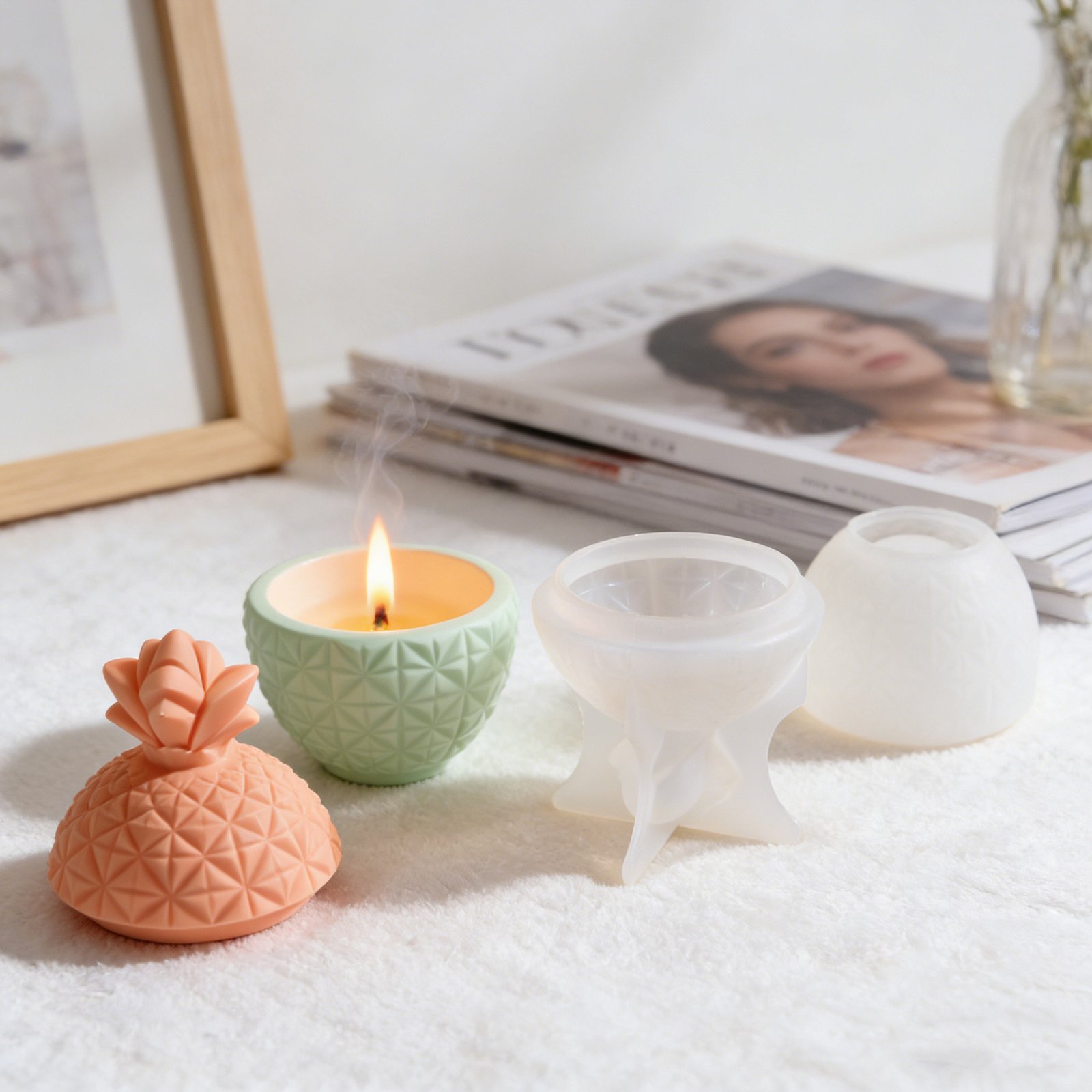 Vedini Pineapple candle cup resin silicone mold epoxy DIY 3D pineapple storage box JKB-3266 - Image 3