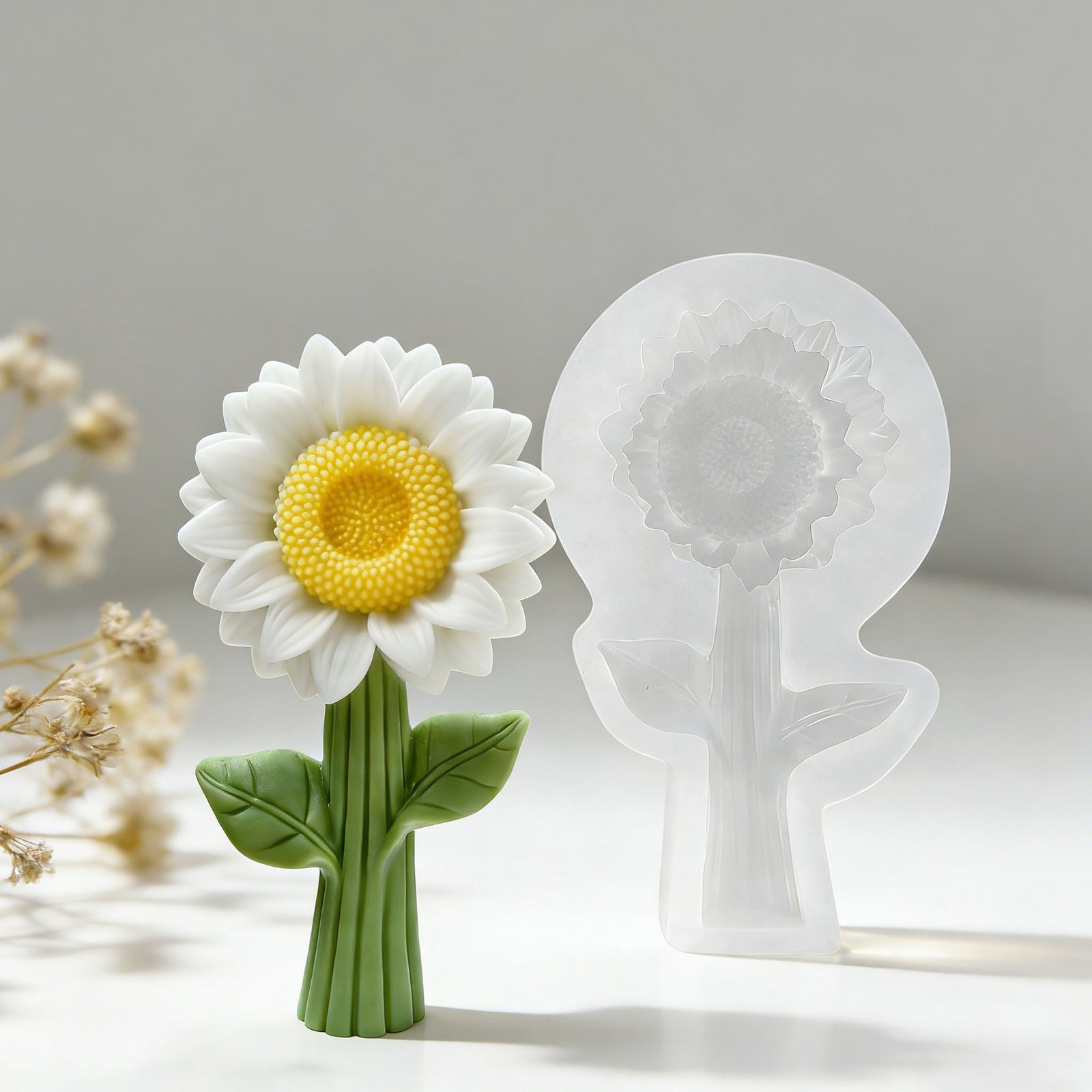 Vedini Sunflower with Stem Silicone Mold | Floral Candle, Soap & Resin DIY Mold JKB-3241 - Image 4