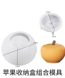Alternative view of Vedini Concrete Resin Gypsum Apple Storage Box Storage Jar Candle Cup Silicone Mold JKB-3267