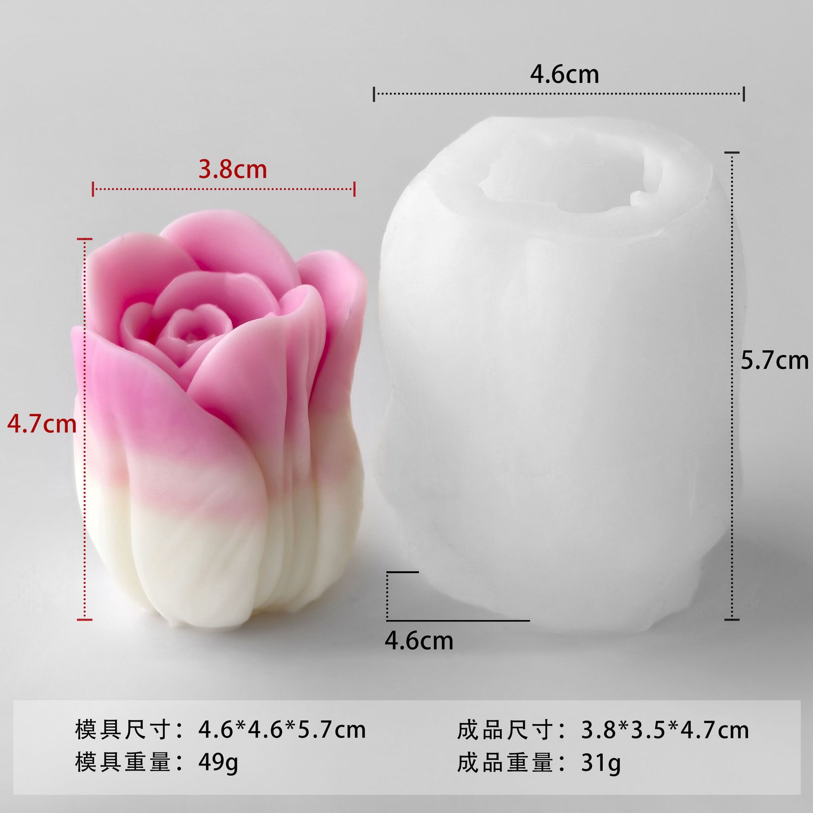 Vedini 3D Tulip Bud Silicone Mold for Mini Candle, Resin & Plaster DIY Craft (JKB-3251) - Image 2