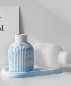 Vedini Ribbed Vase Silicone Mold for Concrete, Resin & Plaster Flower Vase DIY (JKB-3253)