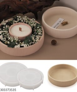 Vedini Concrete Candle Cup Storage Bowl Pattern Storage Tray Candle Container Silicone Mold JKB-3255 - Large