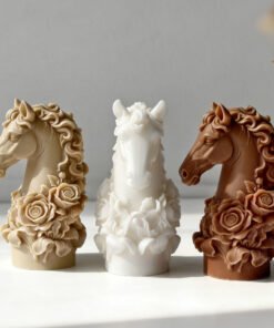 Vedini Horse Head with Flower Roman Sculpture Silicone Mold for Candle, Plaster, Concrete & Resin Art (JKB-3246)