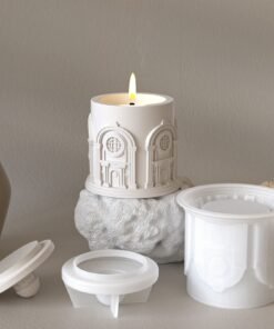 Alternative view of Vedini Concrete European Court House Candle Cup Resin Silicone Mold JKB-3273