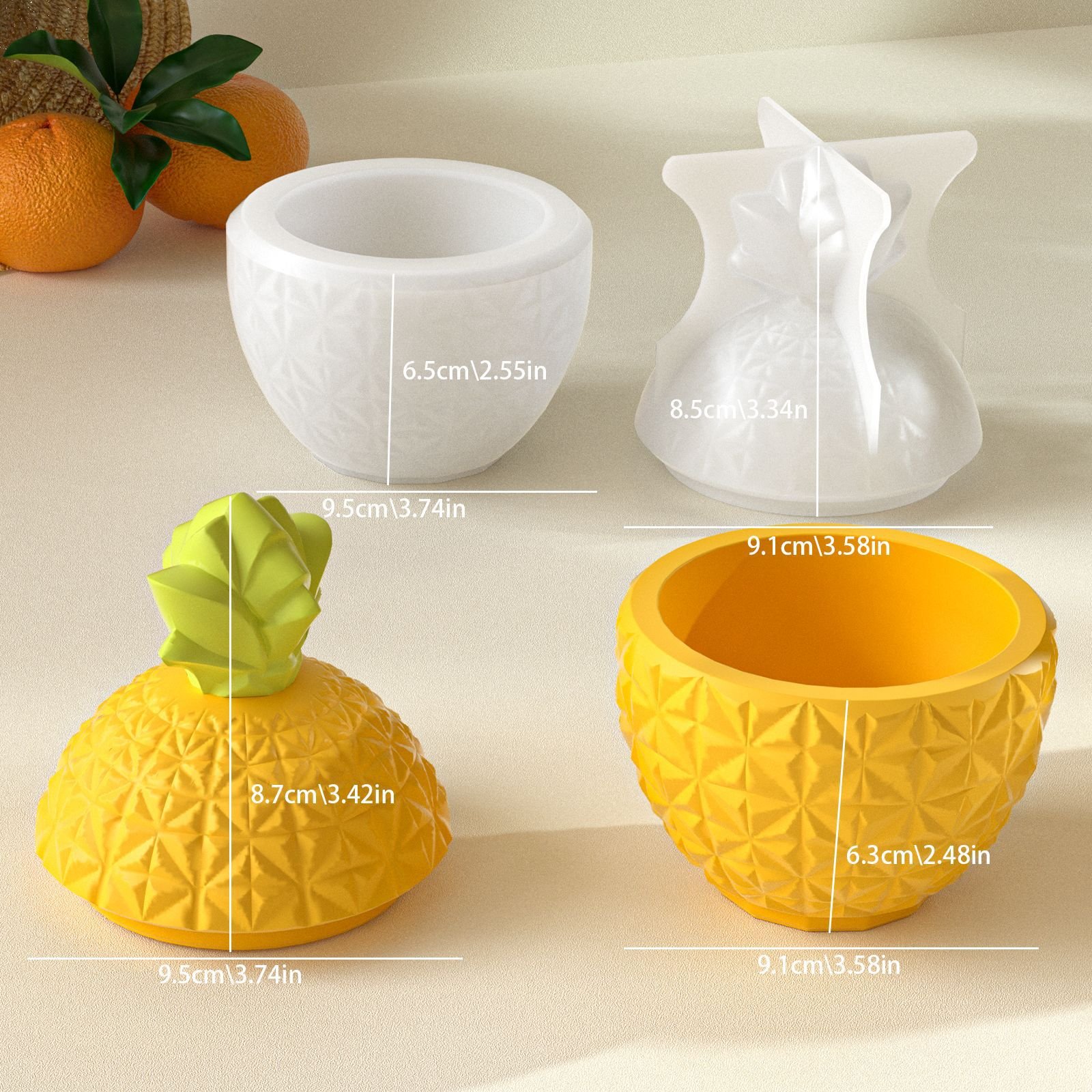 Vedini Pineapple candle cup resin silicone mold epoxy DIY 3D pineapple storage box JKB-3266 - Image 2
