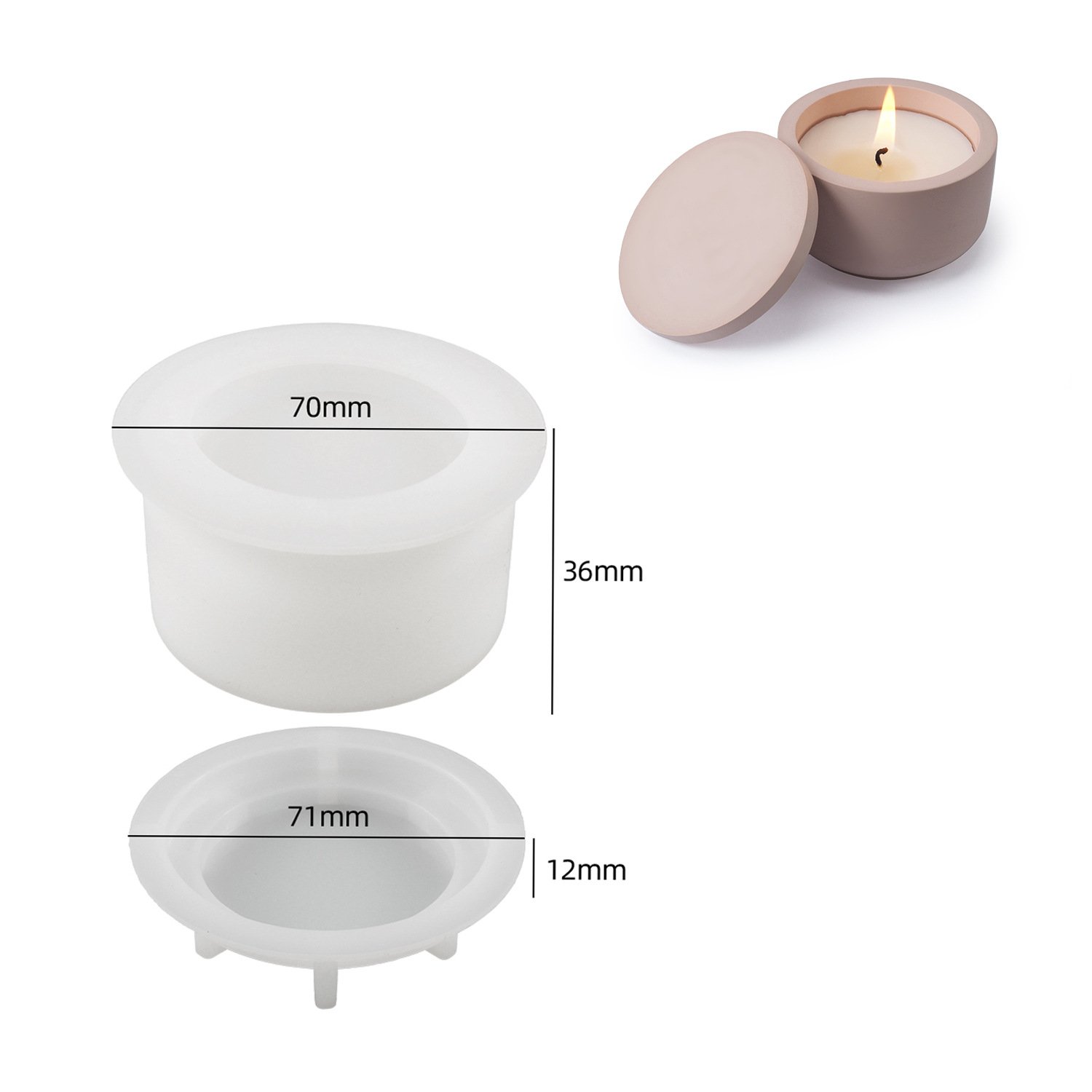 Vedini Silicone Candle Jar Mold with Lid – Round & Square Concrete Candle Container Mold for DIY Resin, Plaster & Soy Wax (JKB 3264) - Image 5