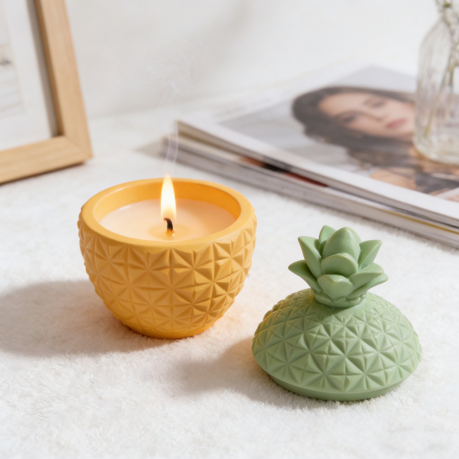 Vedini Pineapple candle cup resin silicone mold epoxy DIY 3D pineapple storage box JKB-3266 - Image 4