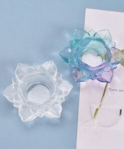 Alternative view of VediniConcrete and Resin Lotus Candle Holder flower storage box mold  silicone mold JKB-3277
