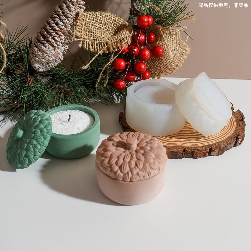 Vedine Pine Cone Pine Nut Hazelnut Storage Box Aromatherapy Candle Cup Silicone Mold JKB-3272