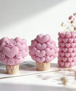 Alternative view of Vedini Heart Rose Basket Candle Silicone Mold for DIY Scented Candle, Resin & Plaster Art (JKB-3249)
