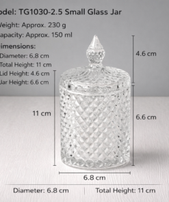Crystal Glass Candy Jar with Lid 150ml | Decorative Storage Jar | TG1030-2.5 Sugar / Dry Fruit / Candle Jar