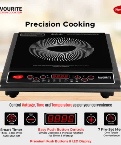 Pigeon by Stovekraft Favorite Induction Cooktop - With Crystal Glass, 1800 Watt, 7 Segments LED Display, Auto Switch Off, 1 pc