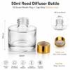 50ml diffuser bottle, reed diffuser bottle, glass diffuser bottle, golden cap diffuser bottle,