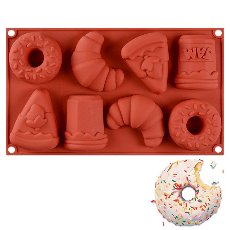Vedini Silicone Mousse Cake Mold Food Grade 8 Hole Donut Mold JKB-3293