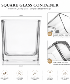 Vedini Premium Square Glass Candle Jar Imported Thick Glass Container for Candle Making