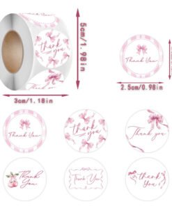 Alternative view of Thank you Sticker 1 Inch  500pc per roll Pink colour Print
