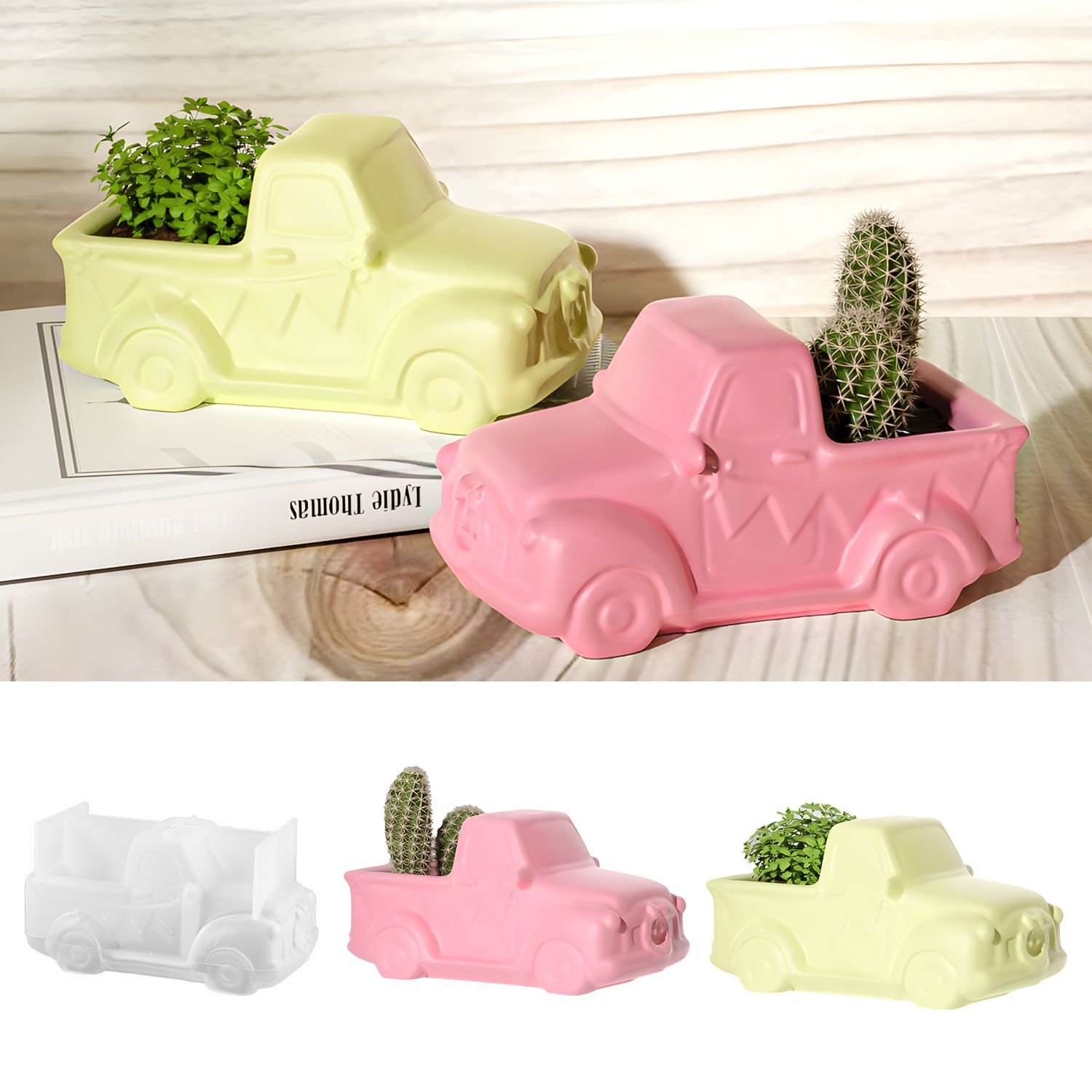 Vedini Concrete Car Flower Planter Silicone Mold For Making Candle,Resin,&Plaster Crafts JKB-3330
