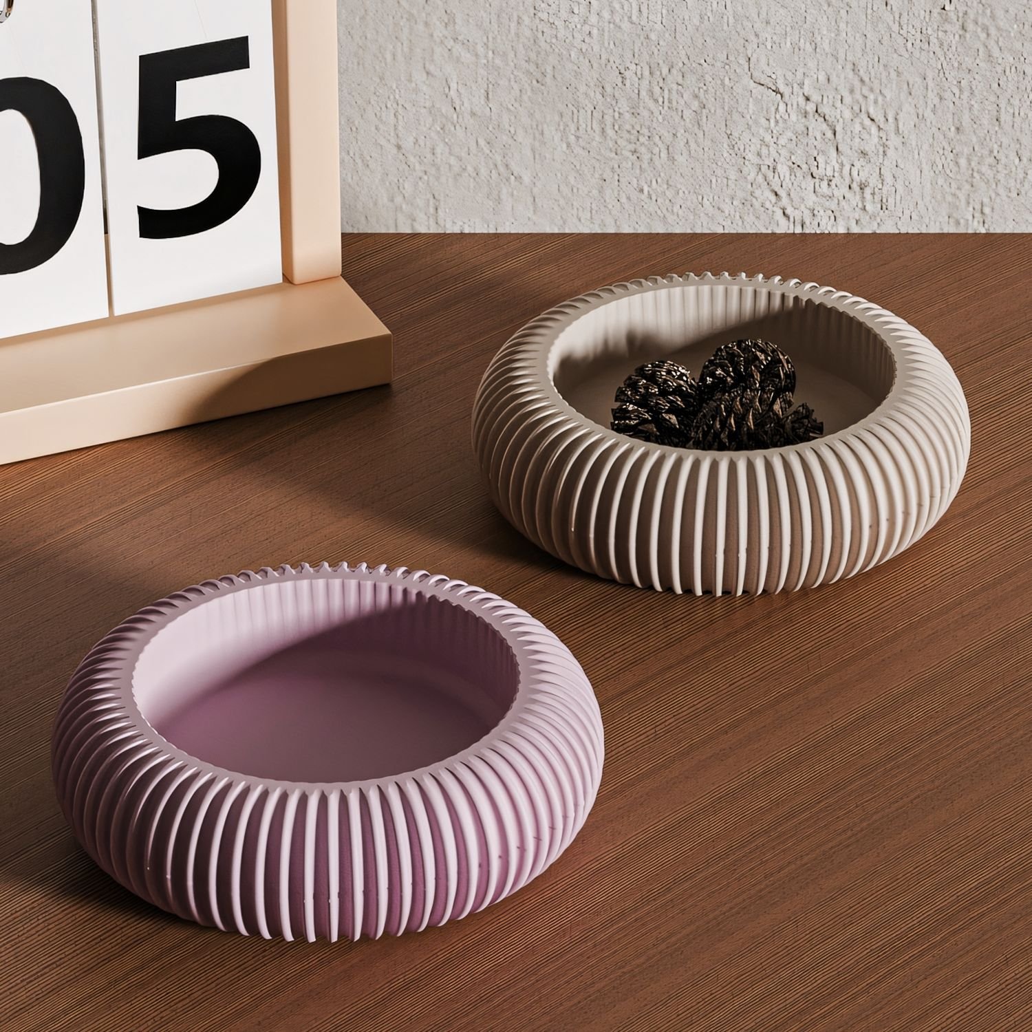 Vedini Concrete Striped Storage Bowl Resin Mold Flower Pot Plaster Candle Holder Silicone Mold JKB-3324 - Image 4