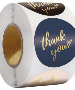 Thank you Sticker 3.8cm 500pc per roll Golden Print