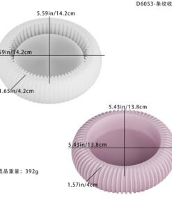 Alternative view of Vedini Concrete Striped Storage Bowl Resin Mold Flower Pot Plaster Candle Holder Silicone Mold JKB-3324