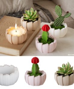 Vedini Concrete Irregular vertical stripe storage bowl aromatherapy gypsum candle cup flowerpot silicone mold JKB3310
