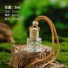 9ml Hanging Car Perfume Bottle Diamond Cut Glass Air Freshener with Wooden Cap and Rope