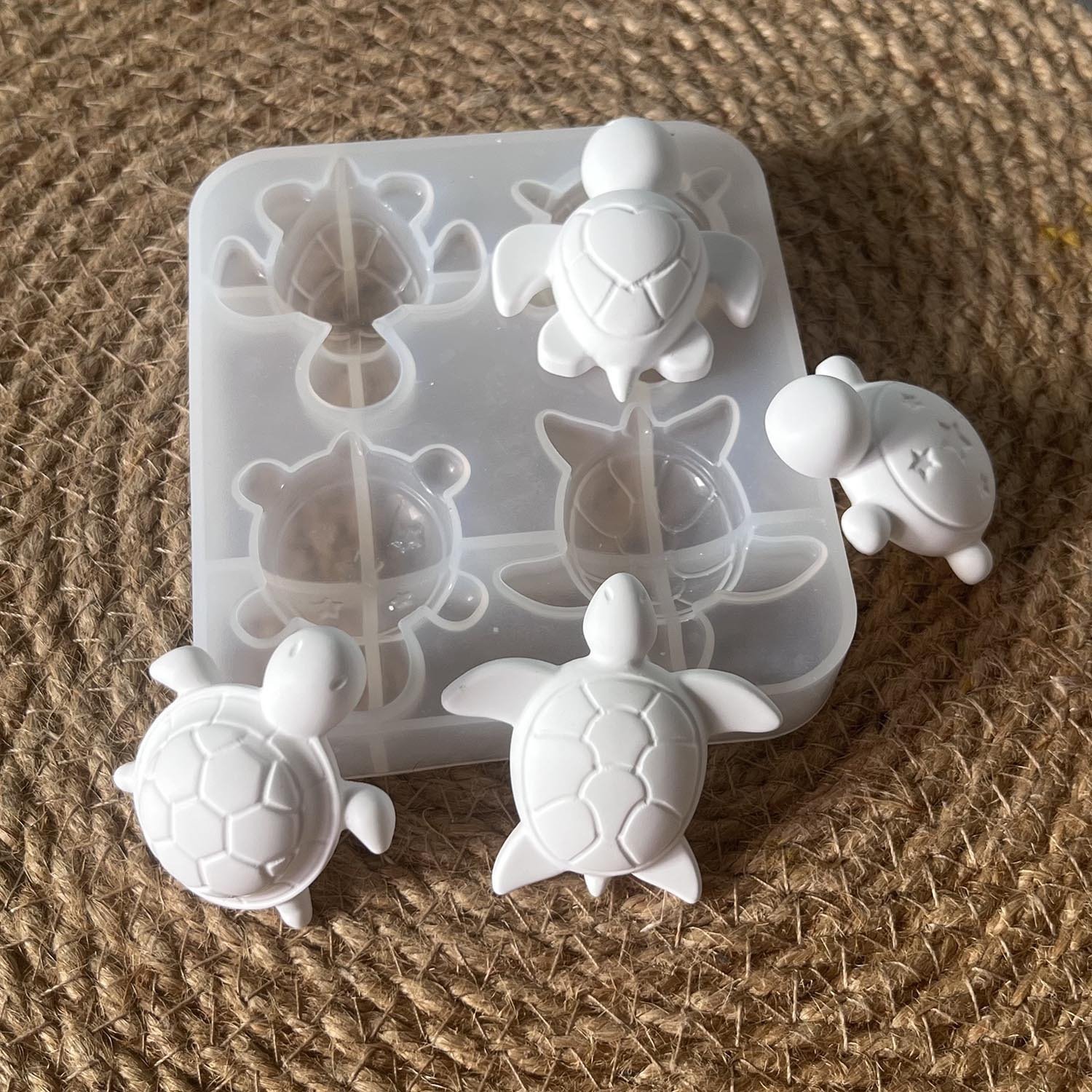 Vedini 4 Cavity Turtle Ornament Silicone Mold Plaster Glue Cute Heart Star Turtle Mold JKB-3317 - Image 5