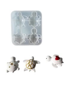 Alternative view of Vedini 4 Cavity Turtle Ornament Silicone Mold Plaster Glue Cute Heart Star Turtle Mold JKB-3317
