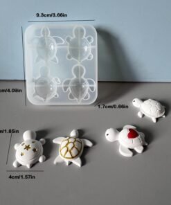 Vedini 4 Cavity Turtle Ornament Silicone Mold Plaster Glue Cute Heart Star Turtle Mold JKB-3317