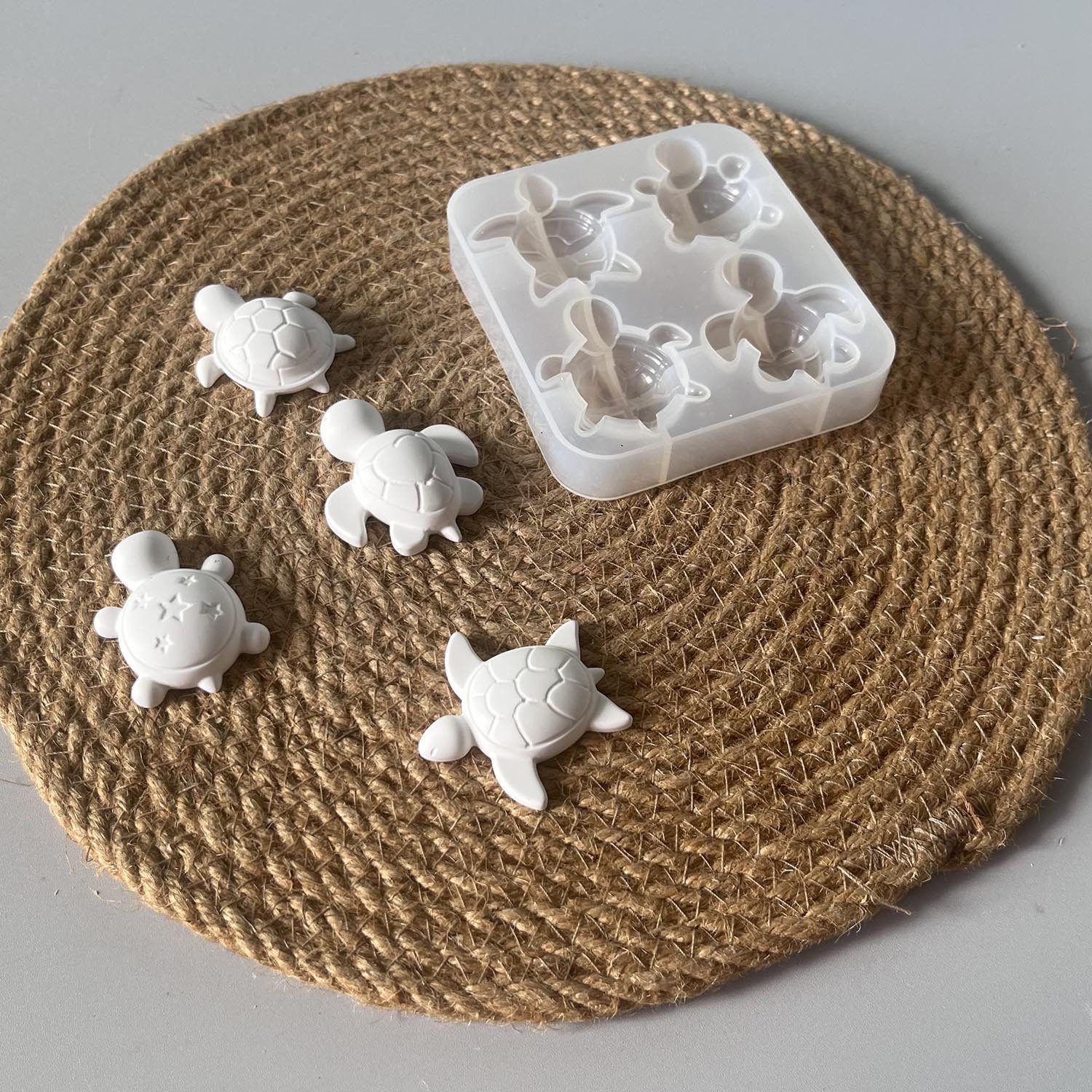 Vedini 4 Cavity Turtle Ornament Silicone Mold Plaster Glue Cute Heart Star Turtle Mold JKB-3317 - Image 4