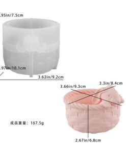 Alternative view of Vedini Concrete Flower Basket Rabbit Candle Cup Mold Pastoral Bamboo Basket Plaster Silicone Mold JKB-3323