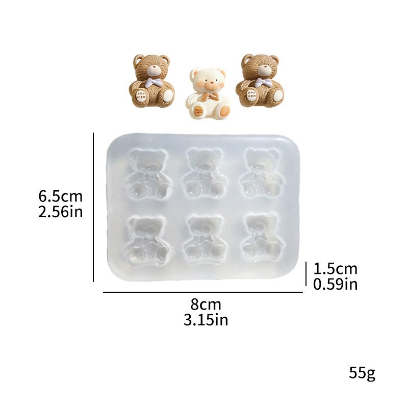 Vedini Bear Cute Animal-Shaped Silicone Mold, Candle, Plaster, Resin, Cake Decoration JKB-3318
